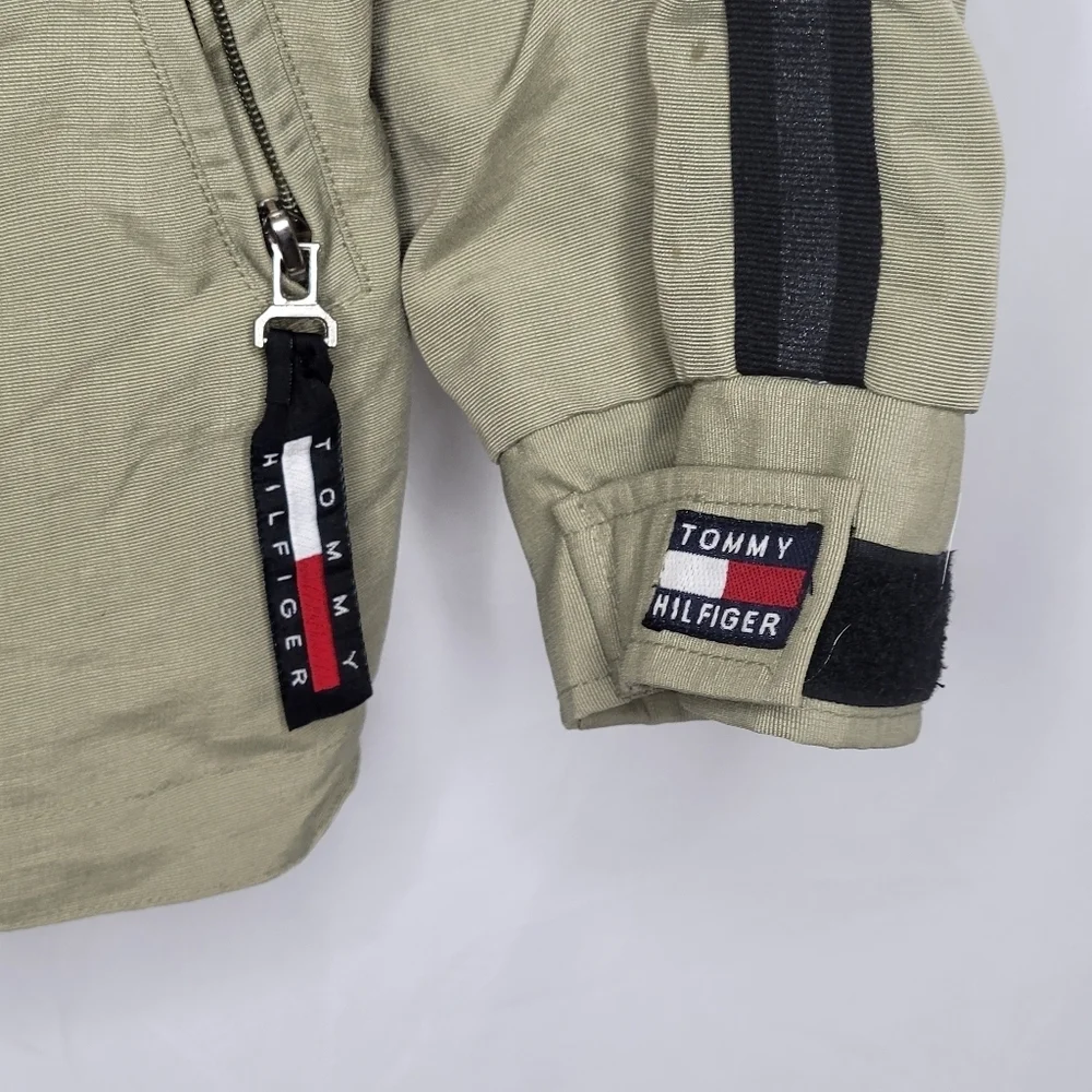 Vintage 90s Tommy Hilfiger Racing Jacket in Olive Green Size Large